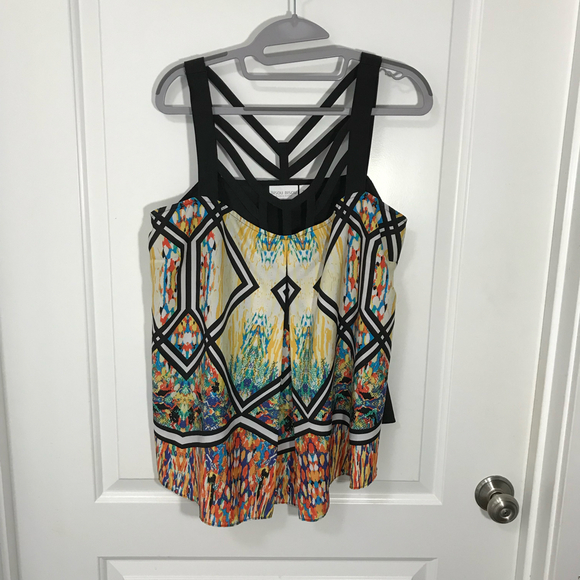Bisou Bisou Multicolor Print Sleeveless Shirt Blose Top XL EUC - Picture 1 of 4